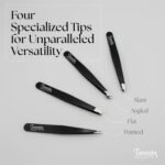 TWEEZIA Stainless Steel Tweezer Set - 4 Precision Tweezers with Mirror & Leather Case - Ideal Eyebrow Kit, Ingrown Hair Tweezers, Splinter Removal Kit or Pointed Tweezers for Beauty and Personal Care - Image 4