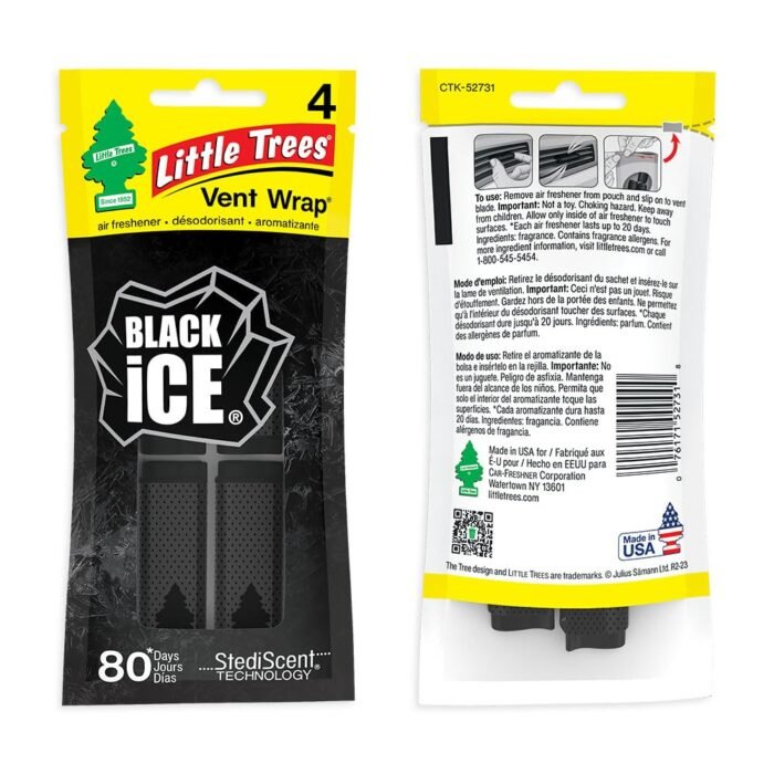 LITTLE TREES Car Air Freshener | Vent Wrap Provides Long Lasting Scent, Invisibly Fresh | Black Ice, 16 Air Fresheners - Image 4
