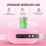 Portable Cordless Heating Pad, Heating Pad for Back Pain with 3 Heat Levels & 3 Vibration Massage Modes, Portable Electric Fast Heating Belly Wrap Belt for Women and Girl(Pink) - Image 2