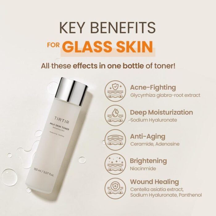TIRTIR Milk Skin Rice Toner - Deep Moisturizing, Hydrating and Refreshing for face, Niacinamide, Ceramide, Rice Bran Extract, Nature-Oriented Ingredients, Korean Skin Care, Vegan, 150ml / 5.07 fl.oz. - Image 7