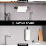 Paper Towel Holder - Self-Adhesive or Drilling, Matte Black, Upgraded Aluminum Kitchen Roll Dispenser Under Cabinet, Lighter but Stronger Than Stainless Steel! - Image 3