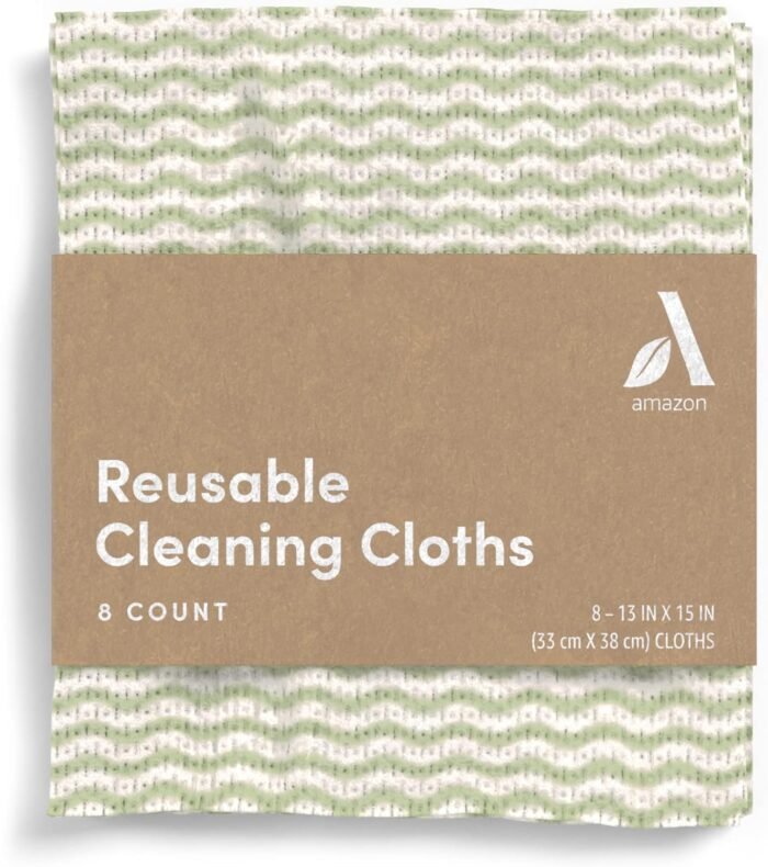Amazon Aware All Purpose Cleaning Cloth, 8 Count, Pack of 1 Green, 13 x 15 Inch - Image 1