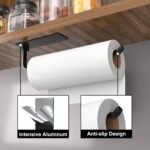 Paper Towel Holder - Self-Adhesive or Drilling, Matte Black, Upgraded Aluminum Kitchen Roll Dispenser Under Cabinet, Lighter but Stronger Than Stainless Steel! - Image 2