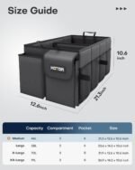 HOTOR Trunk Organizer - Car Organizer, Foldable Trunk organizer for SUVs & Sedans, Sturdy Car Organization for Car Accessories, Tools, Sundries, Black, 2 Compartments, 21.3"×12.6"×10.6" - Image 3