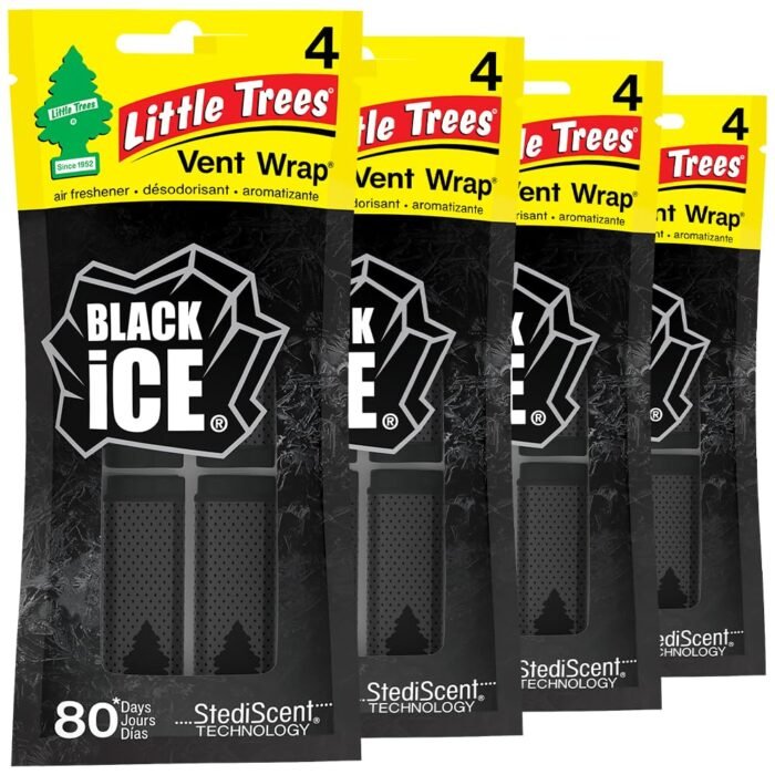 LITTLE TREES Car Air Freshener | Vent Wrap Provides Long Lasting Scent, Invisibly Fresh | Black Ice, 16 Air Fresheners - Image 1