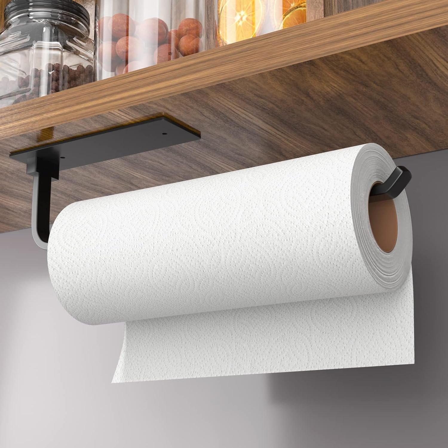 71SdoAGoQFL._AC_SL1500_.jpg Paper Towel Holder - Self-Adhesive or Drilling, Matte Black, Upgraded Aluminum Kitchen Roll Dispenser Under Cabinet, Lighter but Stronger Than Stainless Steel! - Image 1