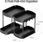 Multi-Purpose Pull-Out Storage Organizers, Under Sink/Cabinet Organizers and Storage for Bathroom & Kitchen, Black, 12.8 Inches, 2 Packs - Image 2