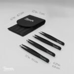 TWEEZIA Stainless Steel Tweezer Set - 4 Precision Tweezers with Mirror & Leather Case - Ideal Eyebrow Kit, Ingrown Hair Tweezers, Splinter Removal Kit or Pointed Tweezers for Beauty and Personal Care - Image 3