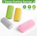 4-Pack Damp Clean Duster Sponge,Reusable Magic Dusting Sponge Brush for Cleaning Blinds, Glass, Baseboards,Vents,Railings,Mirrors,Window Track Grooves and Faucets (Grey,Yellow,Pink,Green) - Image 6