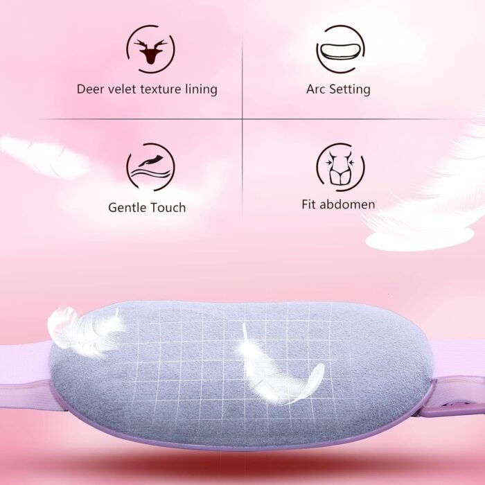 Portable Cordless Heating Pad, Heating Pad for Back Pain with 3 Heat Levels & 3 Vibration Massage Modes, Portable Electric Fast Heating Belly Wrap Belt for Women and Girl(Pink) - Image 3