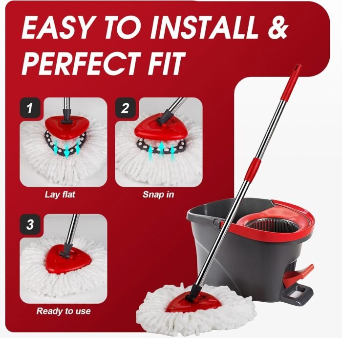 20Pack Mop Replace Head, 100% Microfiber Spin Mop Refill Compatible with O-Ceda Easy Wring 1-Tank System, Spin Mop Head Replacement for Easy Household Deep Cleaning & Machine Washable - Image 5