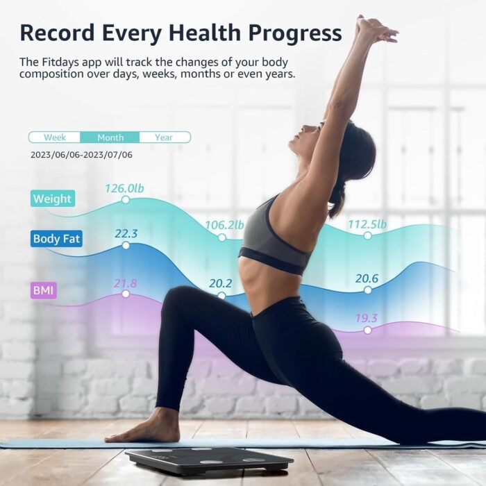 Posture Scale for Body Weight, Digital Bathroom Smart Scale, 13 Body Composition Analyzer Sync Weight Scale BMI Health Monitor Sync Apps 400lbs - Black - Image 3