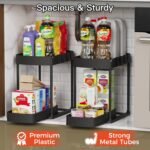 Multi-Purpose Pull-Out Storage Organizers, Under Sink/Cabinet Organizers and Storage for Bathroom & Kitchen, Black, 12.8 Inches, 2 Packs - Image 3