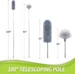 Cobweb Duster with Extension Pole, Spider Web Brush & Ceiling Cleaning Kit, 100" Microfiber Feather Duster Cleaner with Washable Head for Ceiling Fan, Furniture, Home - Image 4