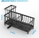 Cisily Black Sponge Holder for Kitchen Sink, Sink Caddy Organizer with High Brush Holder, Kitchen Countertop Organizers and Storage Essentials, Rustproof 304 Stainless Steel, Soap Dispenser Organize - Image 5