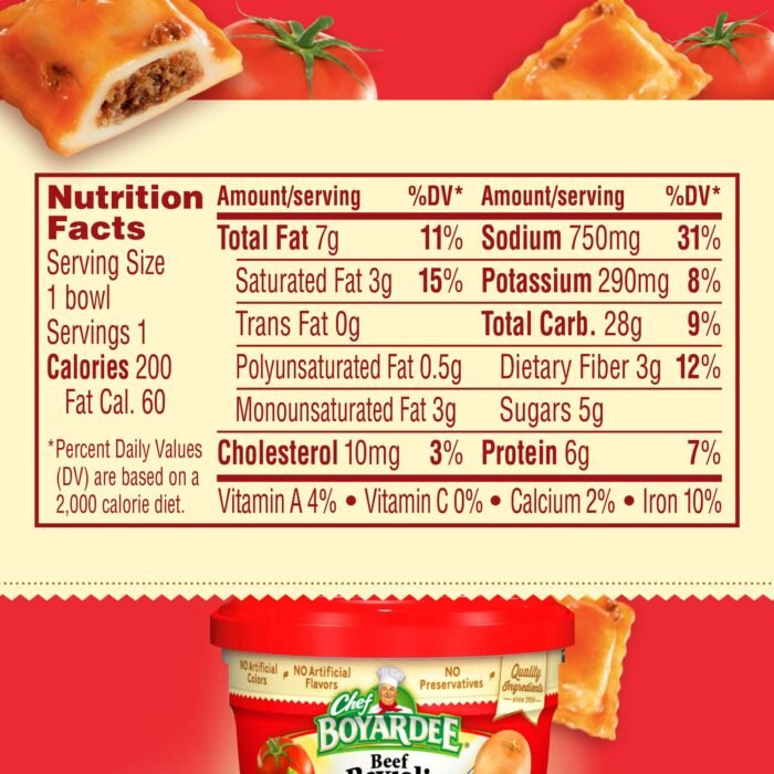 Chef Boyardee Beef Ravioli in Pasta Sauce, Microwave Food, 7.5 OZ Microwaveable Bowl (12 Bowls) - Image 2