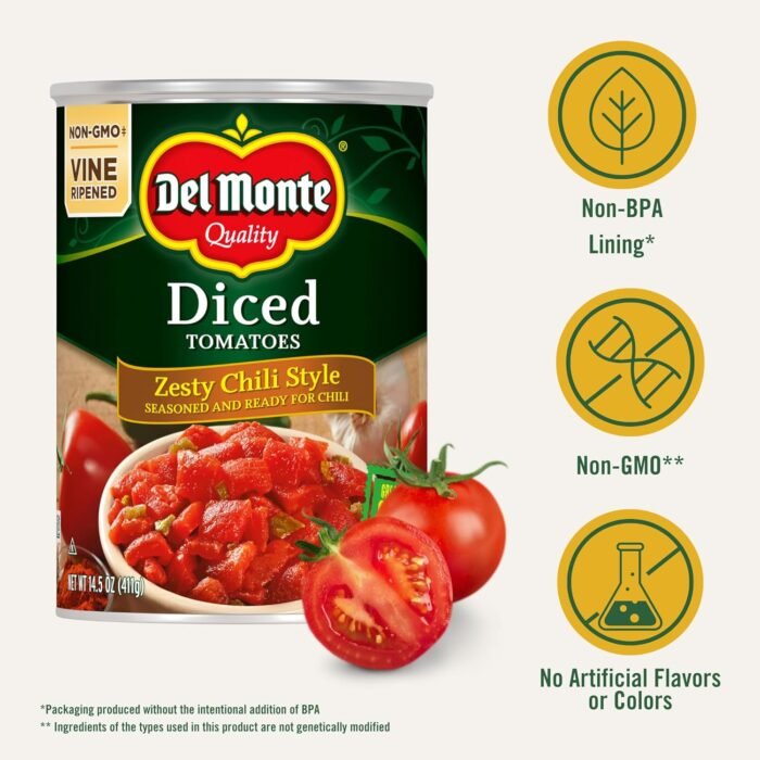 Del Monte Canned Diced Tomatoes Zesty Chili Style, 14.5 Ounce - Image 4