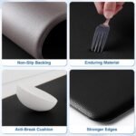 StepRite Kitchen Mats, 2PCS Kitchen Rugs, Cushioned Anti Fatigue Kitchen Mats for Floor, Non-Slip Standing Desk Mat, Waterproof Kitchen Rug Set for Kitchen, Floor, Office, 17.3"x30"+17.3"x47", Black - Image 3