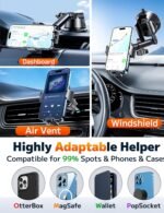 Qifutan Dash Mounted Holders Phone Holders for Your Car Phone Mount for Car Windshield Dashboard Air Vent Universal Hands Free Automobile Cell Phone Holder Fit for iPhone Smartphone - Image 5
