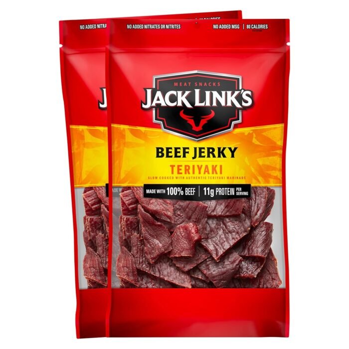 Jack Link's Beef Jerky, Teriyaki, Large Jerky Bags - Flavorful Meat Snacks, Ready to Eat Protein Snacks with 11g of Protein per Serving, Made with 100% Beef - 9 Oz. (Pack of 2) - Image 1