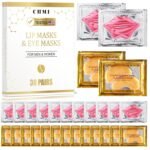 CHMI 30 Pairs Lip Masks & Eye Masks - 24K Gold Eye Patches for Puffy Eyes, Dark Circles, EyeBags and Wrinkles, Collagen Skin Care Products, Beauty & Personal Care.