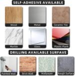 Paper Towel Holder - Self-Adhesive or Drilling, Matte Black, Upgraded Aluminum Kitchen Roll Dispenser Under Cabinet, Lighter but Stronger Than Stainless Steel! - Image 6