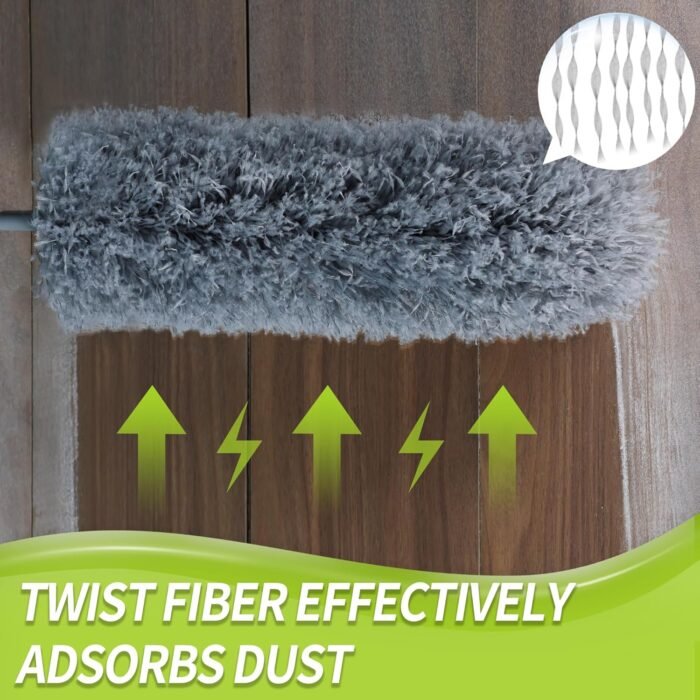 Cobweb Duster with Extension Pole, Spider Web Brush & Ceiling Cleaning Kit, 100" Microfiber Feather Duster Cleaner with Washable Head for Ceiling Fan, Furniture, Home - Image 7