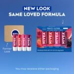 NIVEA Lip Care, Fruity Tinted Lip Balm Variety Pack, Cherry, Strawberry, Blackberry and Watermelon Flavors, 3-in-1 Moisture, Repair and Color, 0.17 Oz Stick, Pack of 4 - Image 2