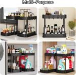 Multi-Purpose Pull-Out Storage Organizers, Under Sink/Cabinet Organizers and Storage for Bathroom & Kitchen, Black, 12.8 Inches, 2 Packs - Image 6