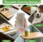 4-Pack Damp Clean Duster Sponge,Reusable Magic Dusting Sponge Brush for Cleaning Blinds, Glass, Baseboards,Vents,Railings,Mirrors,Window Track Grooves and Faucets (Grey,Yellow,Pink,Green) - Image 4