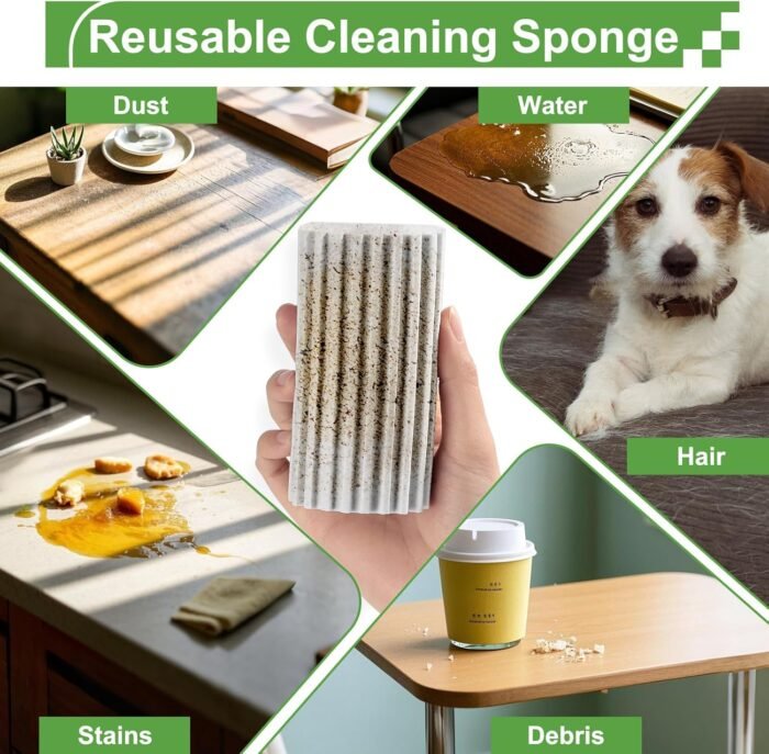 4-Pack Damp Clean Duster Sponge,Reusable Magic Dusting Sponge Brush for Cleaning Blinds, Glass, Baseboards,Vents,Railings,Mirrors,Window Track Grooves and Faucets (Grey,Yellow,Pink,Green) - Image 4