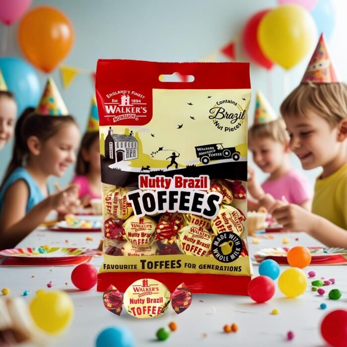 Walkers Nonsuch Nutty Brazil Toffees Bag 5.29 Oz (150g) – British Candy with Brazil Nuts, Individually Wrapped Butter Toffee Candy, English Toffee Sweets & Gourmet Food Gifts from UK - Image 3