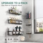 Veken Rustproof & Waterproof Shower Caddy 6-Pack, No Drilling Adhesive Shelves Rack with Soap Holder, Large Capacity Bathroom Organizers and Storage, Wall-Mounted Kitchen & Home Decor - Image 5