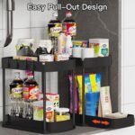 Multi-Purpose Pull-Out Storage Organizers, Under Sink/Cabinet Organizers and Storage for Bathroom & Kitchen, Black, 12.8 Inches, 2 Packs - Image 4