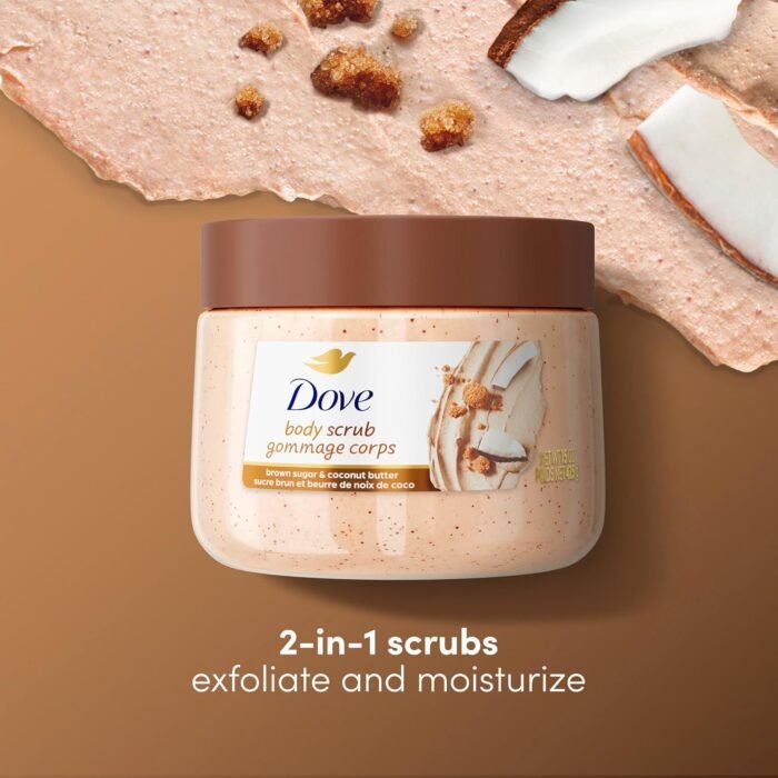 Dove Brown Sugar and Coconut Butter Body Scrub Exfoliates and Deeply Nourishes for Smooth, Radiant Skin 15 oz - Image 3