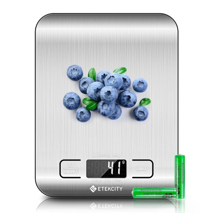 Etekcity Food Kitchen Scale, Digital Grams and Ounces for Weight Loss, Baking, Cooking, Keto and Meal Prep, LCD Display, Medium, 304 Stainless Steel - Image 1