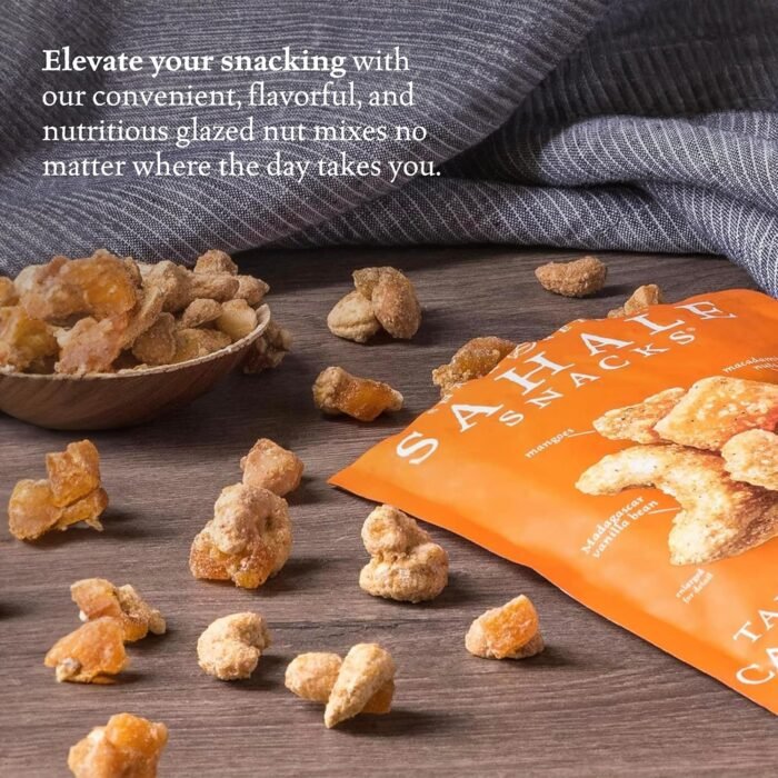 Sahale Snacks Tangerine Vanilla Cashew-Macadamia Glazed Mix, 4 oz Pouches (6 Packs) - Dry-Roasted Deluxe Mixed Nuts with Mangoes & Madagascar Vanilla - Non-GMO, Kosher, & Certified Gluten-Free Snacks - Image 6